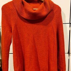 Anthropologie burnt orange cowlneck sweater